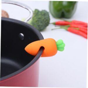 KJHBV 10pcs Pot Lid Overflow Preventer Silicone Spill Stopper Spoon Holder Lid Lifter Boil over Stopper Lid Lifter for Soup Pot Carrot Silicone Boil Stopper Steam Small Pepper