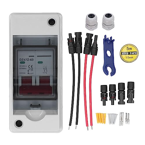 DC 500V 2 Rope Disconnect Switch Easy Installation Solar Photovoltaic Combiner Box IP65 Waterproof for Power Generation System (63A)