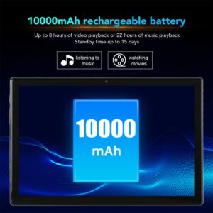 SHYEKYO Tablet PC, US Plug 100-240V 10in Tablet Octa Core CPU Portable Dual Speakers 12GB RAM 256GB ROM for Studying (Blue)