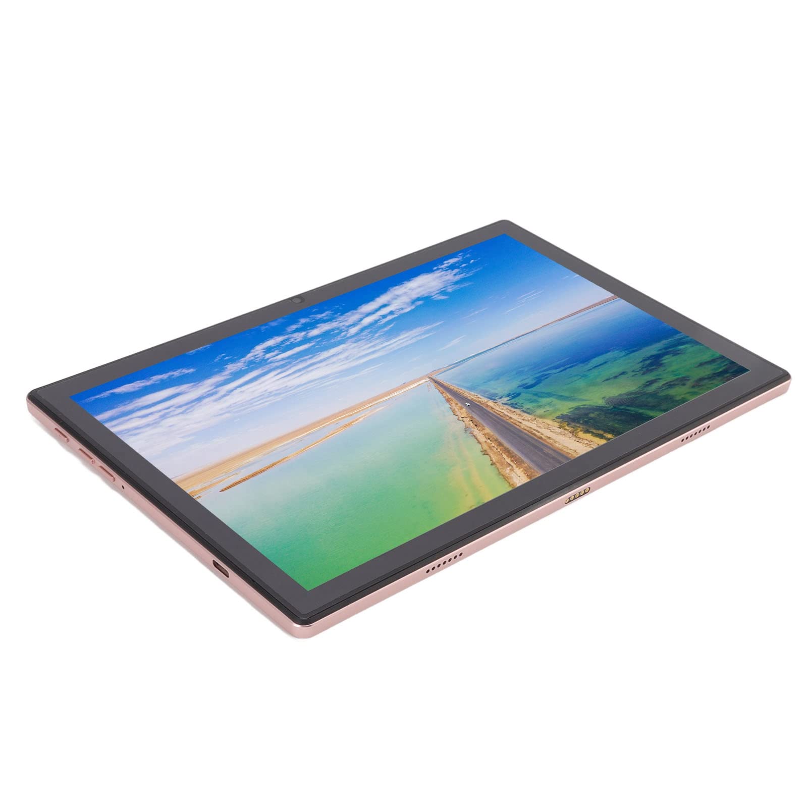 Touch Screen Tablet, IPS Screen Intelligent Tablet Aluminum Alloy Rose Gold for Study (US Plug)