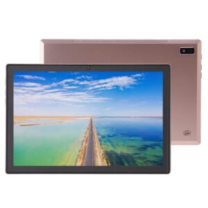 Touch Screen Tablet, IPS Screen Intelligent Tablet Aluminum Alloy Rose Gold for Study (US Plug)