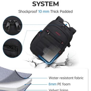 BAGSMART Camera Backpack, Expandable DSLR SLR Camera Bags for Photographers, Photography Travel Backpack with 15.6" Laptop Compartment, Rain Cover & Tripod Holder, Black