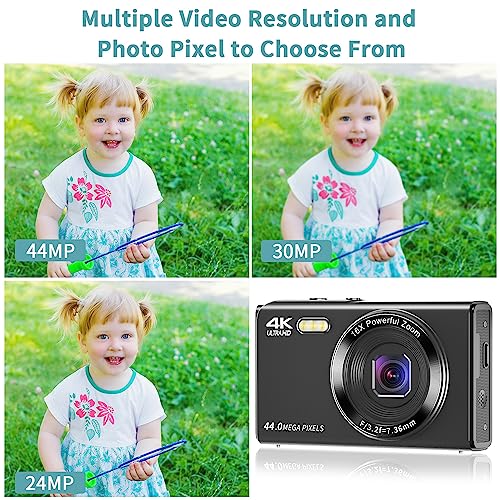 Digital Camera-1080P 44mp Camera, 16x Digital Zoom 2.8 Inch Camera, with 32GB SD Card, Two Batteries