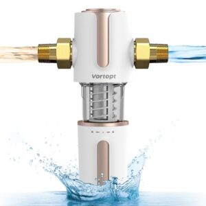 vortopt spin down sediment water filter,automatic flushing,whole house water filter for well water,protect other filter systems and appliances,40 micron flushable prefilter filtration, q700