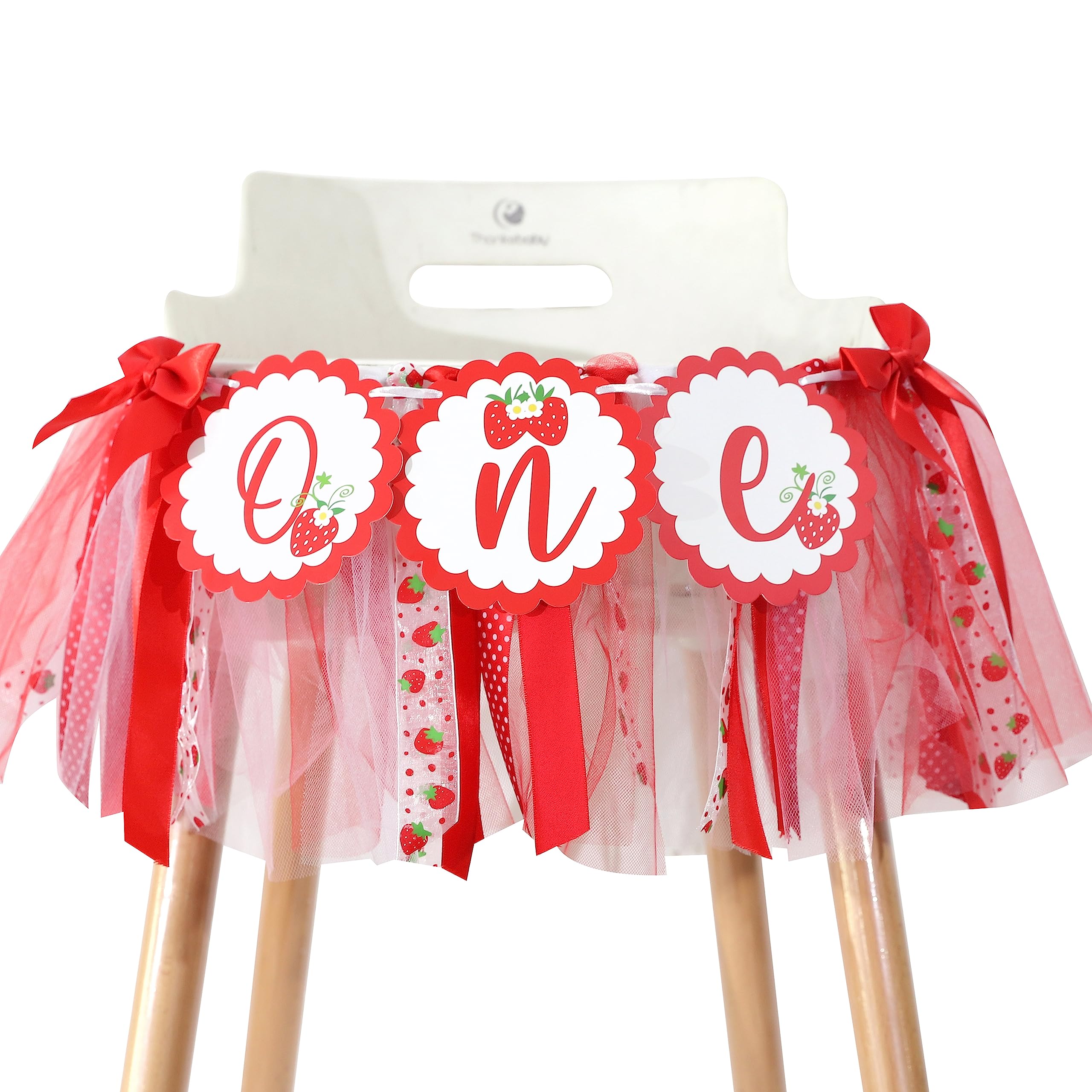 Strawberry 1st Birthday High Chair Banner - Berry Sweet Party Strawberry Girl First Birthday Decorations,Strawberry One Banner,Girls First Birthday (Strawberry Banner)