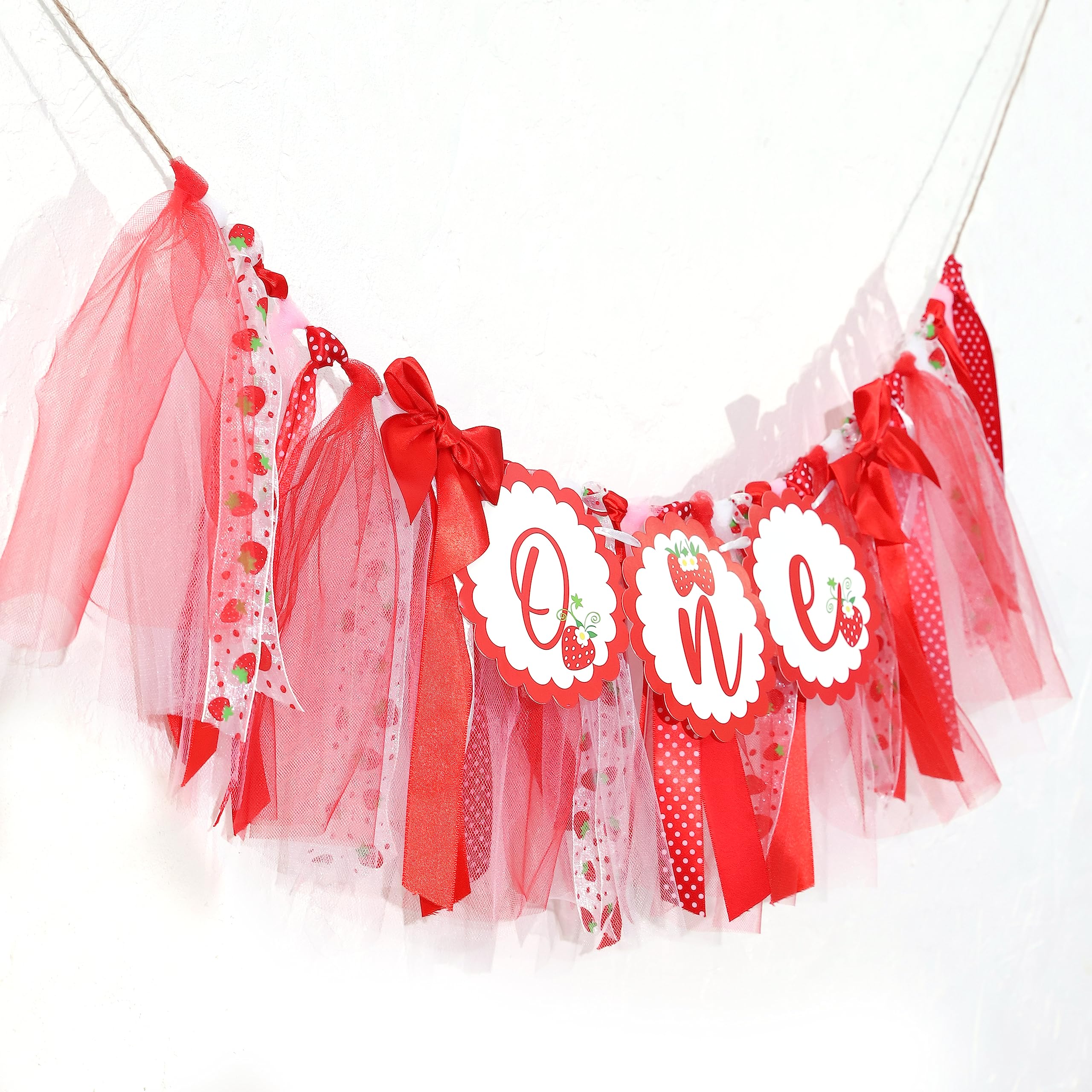 Strawberry 1st Birthday High Chair Banner - Berry Sweet Party Strawberry Girl First Birthday Decorations,Strawberry One Banner,Girls First Birthday (Strawberry Banner)