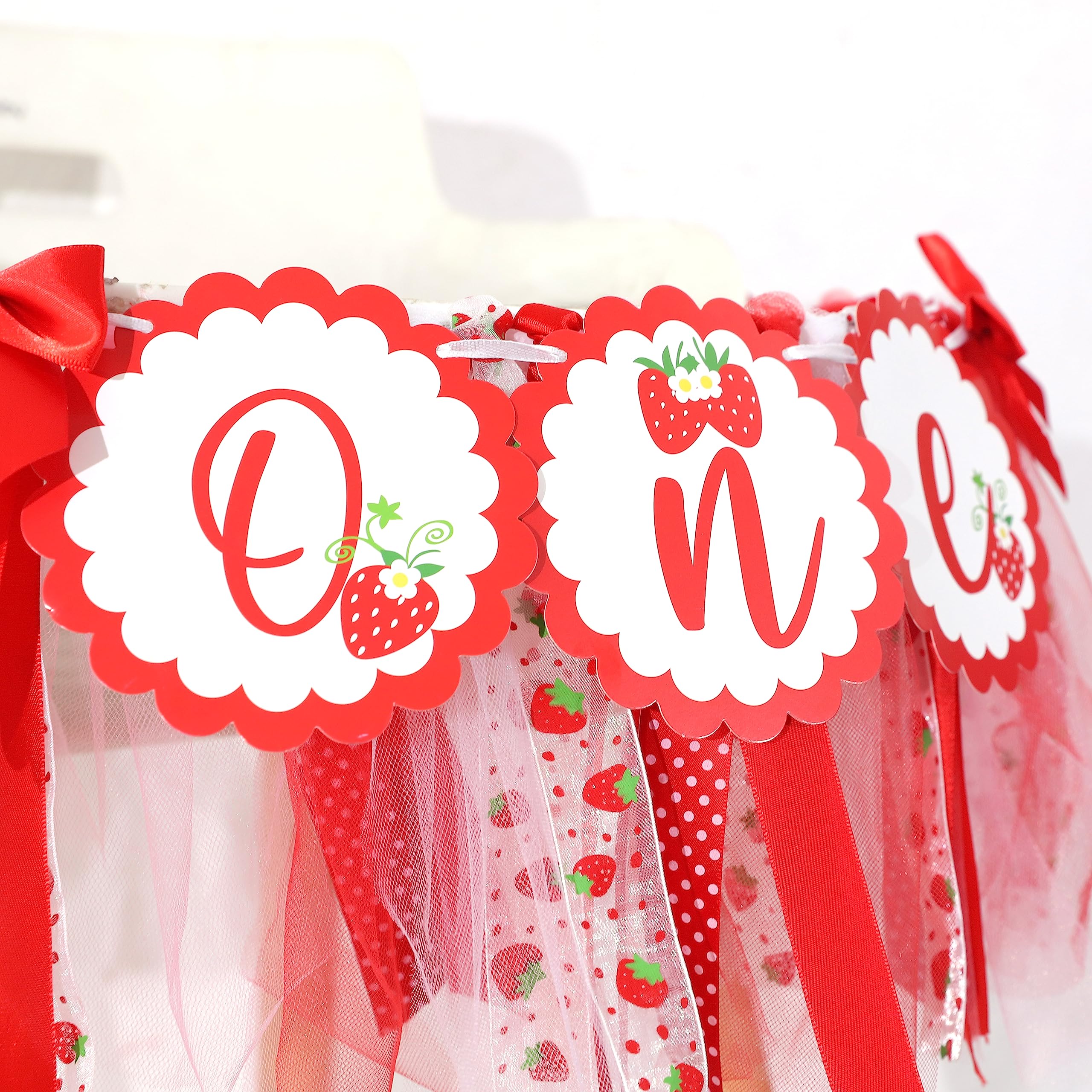 Strawberry 1st Birthday High Chair Banner - Berry Sweet Party Strawberry Girl First Birthday Decorations,Strawberry One Banner,Girls First Birthday (Strawberry Banner)