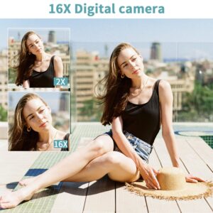 Digital Camera, 1080P 44 Mega Pixels Vlogging Camera with 16X Digital Zoom, LCD Screen, Compact Portable Mini Cameras for Students, Teens, Kids