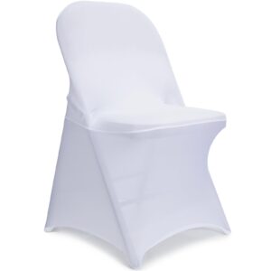lebenguru 30pcs spandex folding chair covers, upgraded stretch elastic fitted chair cover protector for wedding, holidays, banquet, party, celebration (white)