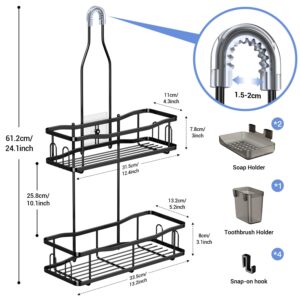 Aitatty Hanging Shower Caddy Bathroom Organizer: Rustproof Shower Shelf Racks Over Shower Head - No Drilling Inside Bath Shower Rack Shelves Over Showerhead for Shampoo with Soap Holder Black