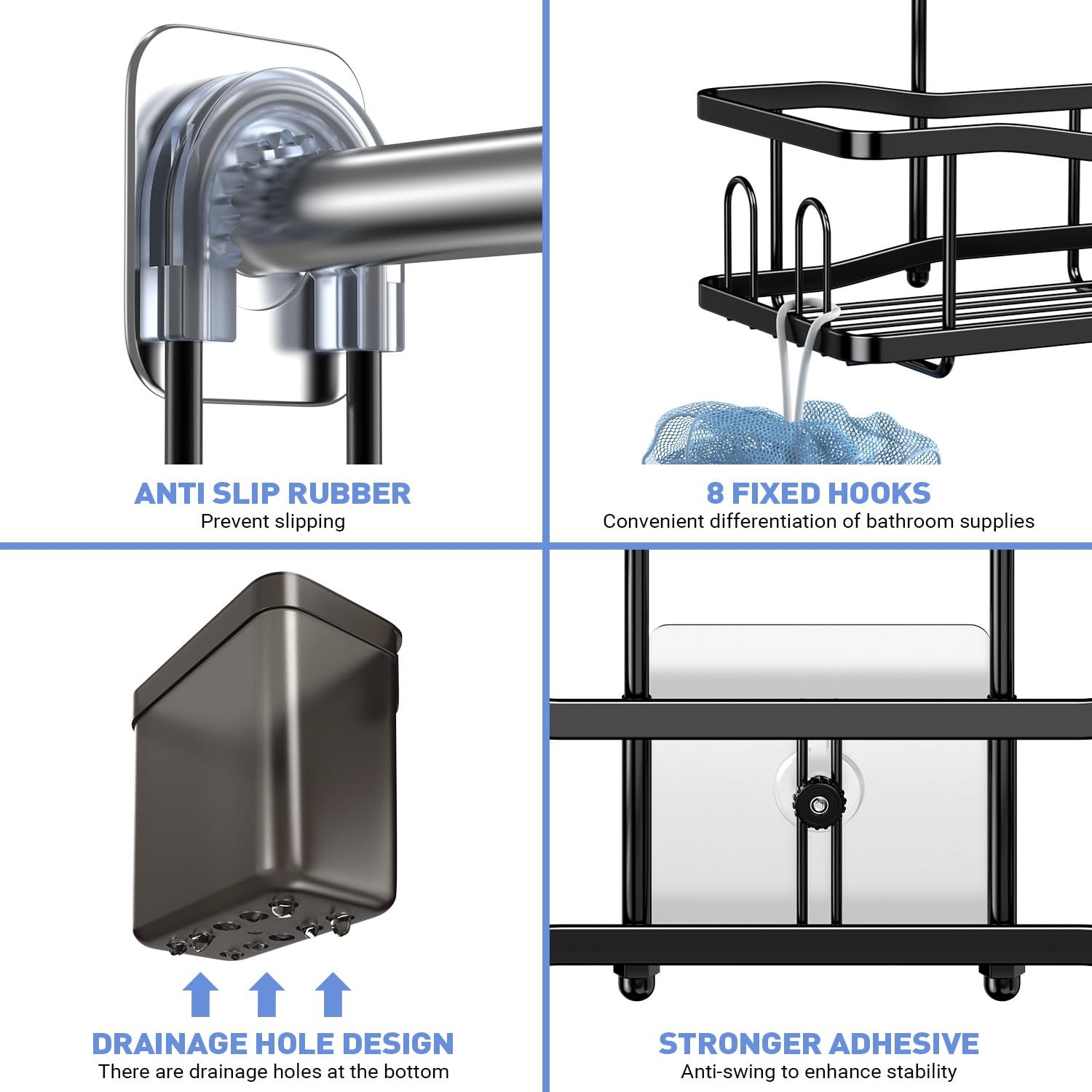 Aitatty Hanging Shower Caddy Bathroom Organizer: Rustproof Shower Shelf Racks Over Shower Head - No Drilling Inside Bath Shower Rack Shelves Over Showerhead for Shampoo with Soap Holder Black