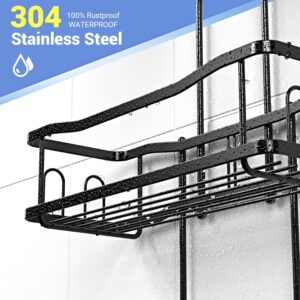 Aitatty Hanging Shower Caddy Bathroom Organizer: Rustproof Shower Shelf Racks Over Shower Head - No Drilling Inside Bath Shower Rack Shelves Over Showerhead for Shampoo with Soap Holder Black