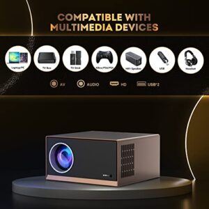 Projector with 5G WiFi and Bluetooth,XIDU 16000 Lumen Native 1080P Outdoor Movie Projector Support 4K,Home Theater Bluetooth Projector,Compatible with HDMI/USB/Laptop/iOS /Android Rose Brown