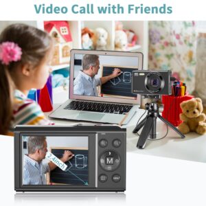 1080P Digital Camera 44mp Mini Camera with 16x Digital Zoom,for Kids, Teens and Beginners, for 32GB Card Shooting, 2 Batteries