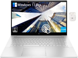 hp envy business laptop, 17.3 inch fhd touchscreen, intel core i7-1260p, 32gb ram, 1tb ssd, windows 11 pro, backlit keyboard, thunderbolt 4, hdmi, numeric keypad long battery life, earbuds