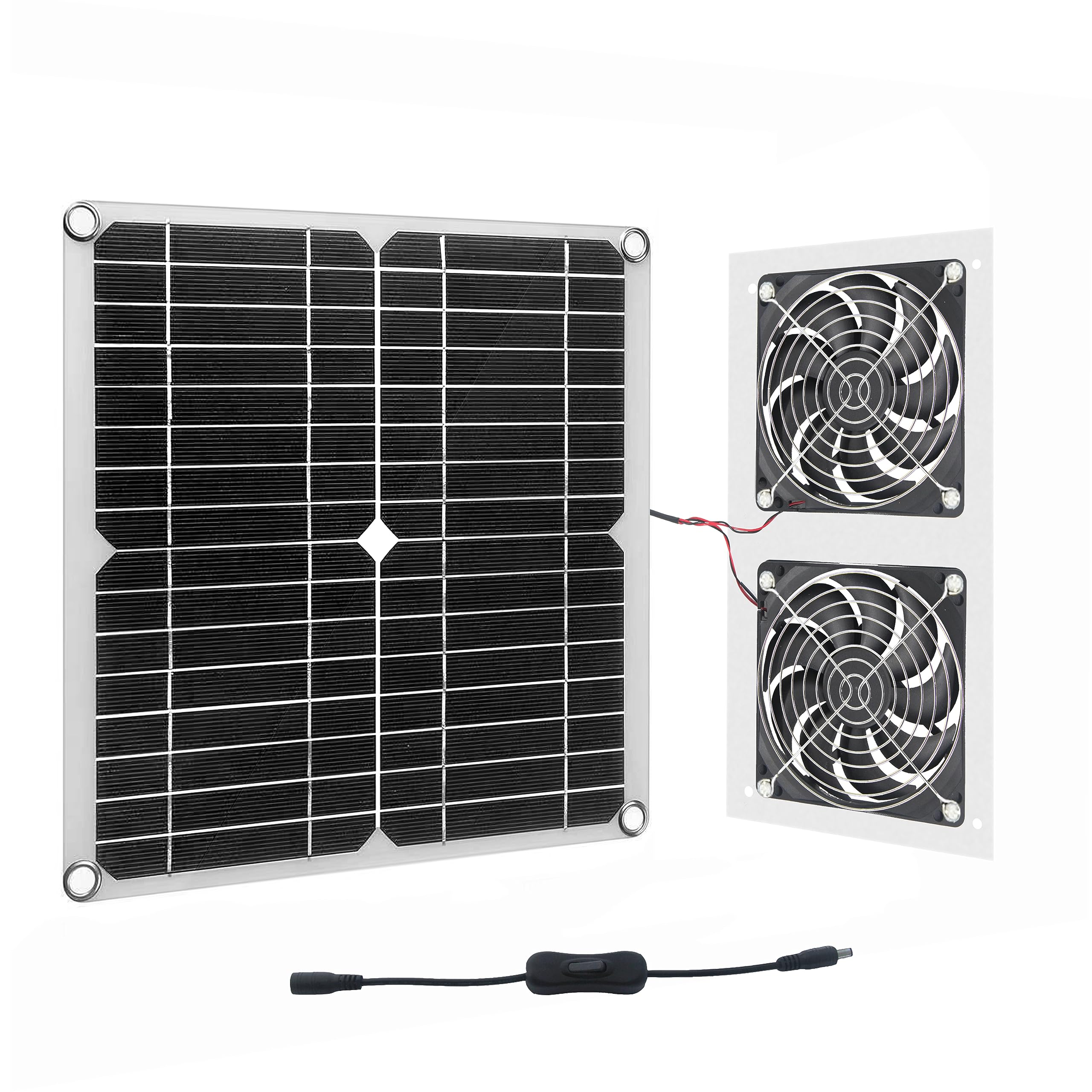 20W 18V Solar Panel Fans, Solar Powered Exhaust Fans for Greenhouse, Chicken Coop, Shed, Dog House,Outside Roof Vent, Camping