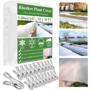 wyrjxyb plant covers freeze protection 10 x 30ft with 20 stainless steel clips- frost cloth plant blankets floating row cover for outdoor plants raised bed greenhouse winter frost sun shade protection