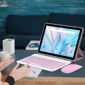 2 in 1 Tablet with Keyboard Case Mouse Stylus Pen Film, 10 inch Tablet Android 11.0 Tablets PC Set, 4GB RAM+64GB ROM Tableta Computer 10.1" IPS Screen 8MP Dual Camera WiFi BT Google Play Tab Pink/Girl