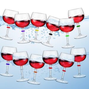 tioncy 12 pack floating wine glasses for pool with charms tags 19 oz acrylic pool wine glasses floating cup with stem reusable stemware shatterproof wine glasses for indoor outdoor beach supplies