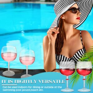 Tioncy 12 Pack Floating Wine Glasses for Pool with Charms Tags 19 oz Acrylic Pool Wine Glasses Floating Cup with Stem Reusable Stemware Shatterproof Wine Glasses for Indoor Outdoor Beach Supplies