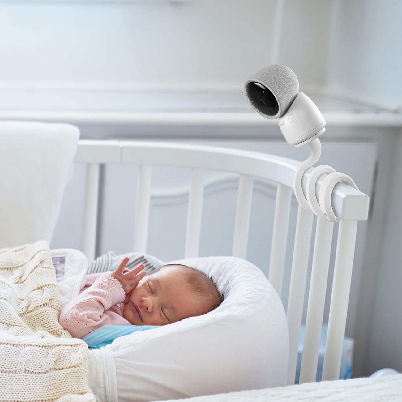 Koroao Flexible Twist Mount for Arenti Baby Monitor，No Tools or Wall Damage Required (White)