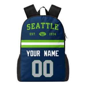 seattle custom backpack high capacity,laptop bag travel bag,add personalized name and number£¬gifts for football fans
