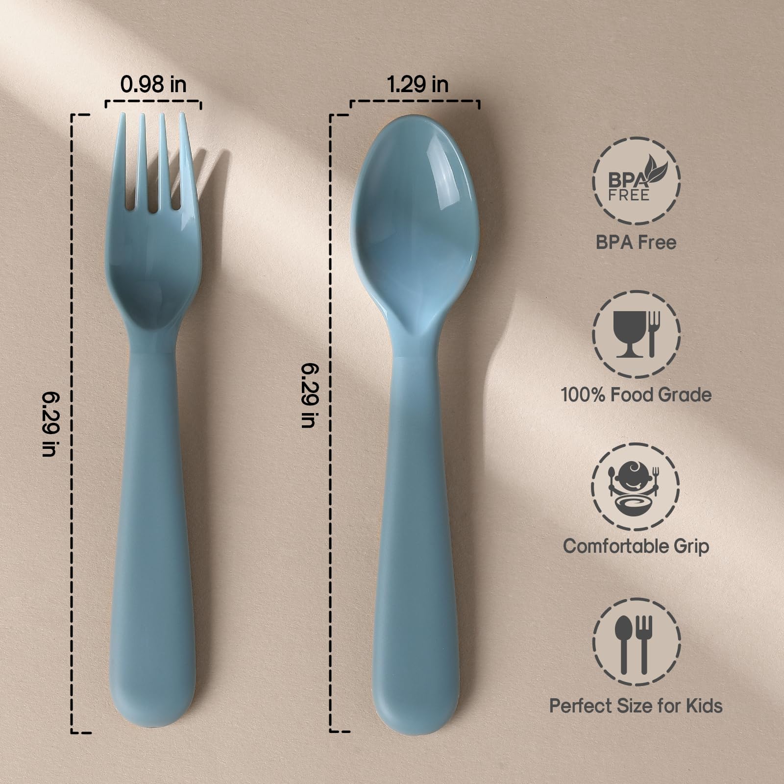 12 Pieces Toddler Utensils Set, Plastic Spoons and Forks Set for Kids, Children Safe Flatware, Plastic Reusable Cutlery, BPA Free, Dishwasher Safe