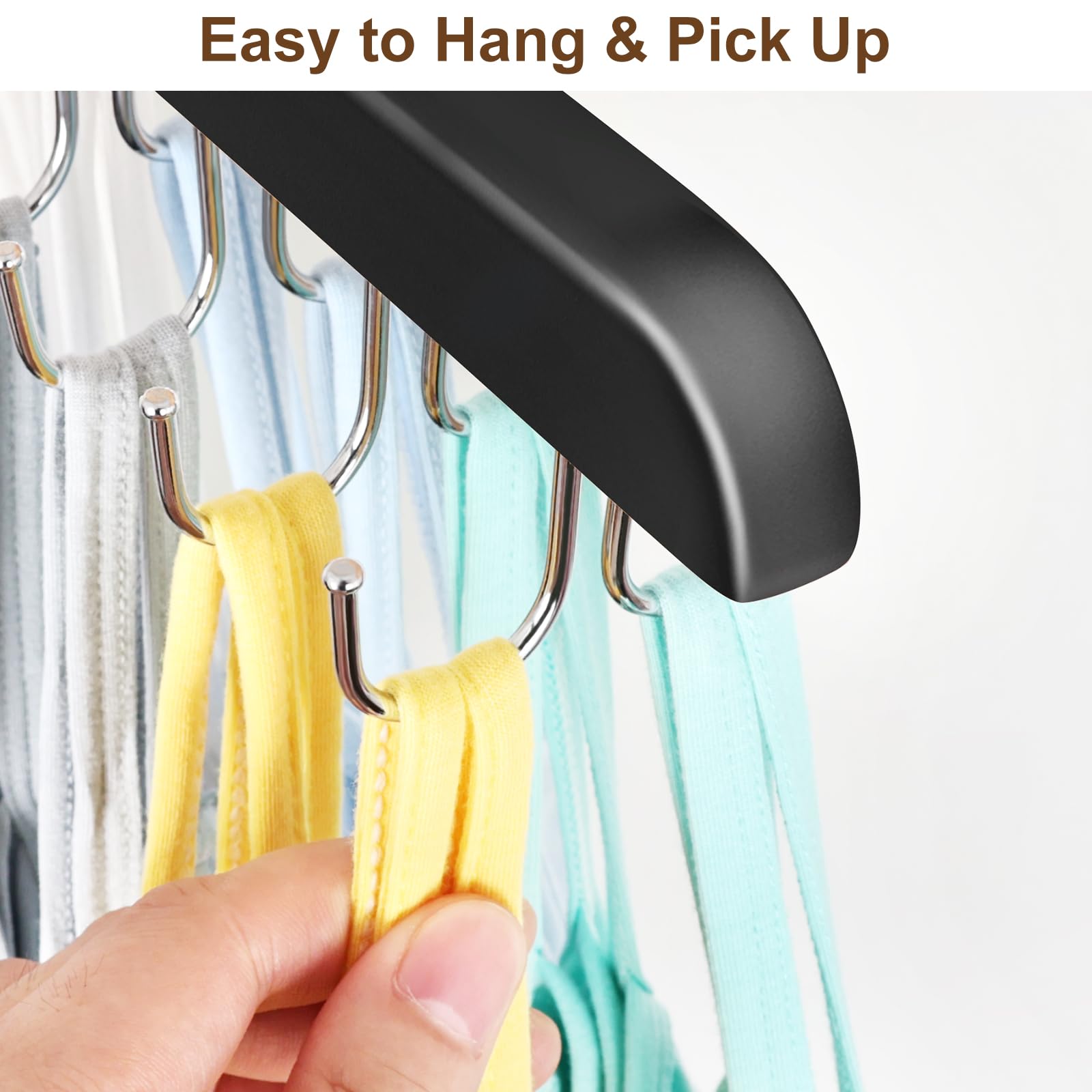 Resovo Bra Hanger for Closet, Tank Top Hanger 20 Hooks Capacity Foldable Wood Space Saving Hanger Closet Organizers and Storage for Dorm & Apartment for Tank Top, Bra, Scarf etc.