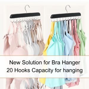 Resovo Bra Hanger for Closet, Tank Top Hanger 20 Hooks Capacity Foldable Wood Space Saving Hanger Closet Organizers and Storage for Dorm & Apartment for Tank Top, Bra, Scarf etc.