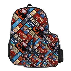 antryx 3pcs set unisex travel backpack with insulated lunch box/printed pencil pouch for women work