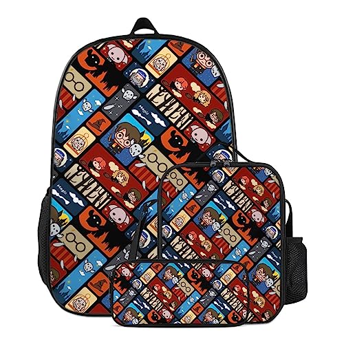 ANTRYX 3pcs Set Unisex Travel Backpack With Insulated Lunch Box/Printed Pencil Pouch For Women Work