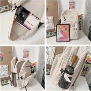 Aesthetic Backpack Cute Kawaii Backpack with Pins and Pendant Laptop Bag Casual Daypack for Women (Black,One Size)