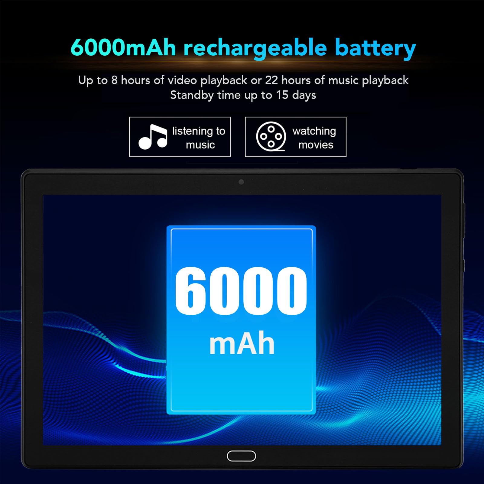 Zopsc S23 10.1in Tablet for Android 10-5GWIFI Graphics Tablets 6+128G 5MP+8MP MT6735 6000mAh 4G Communication Network Support, Gravity Sensor GPS Glonass Support. 100‑240V (Blue)