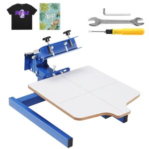 vevor screen printing machine, 1 color 1 station silk screen printing press, 21.2x17.7in screen printing press, double-layer positioning pallet, adjustable tension for t-shirt diy printing