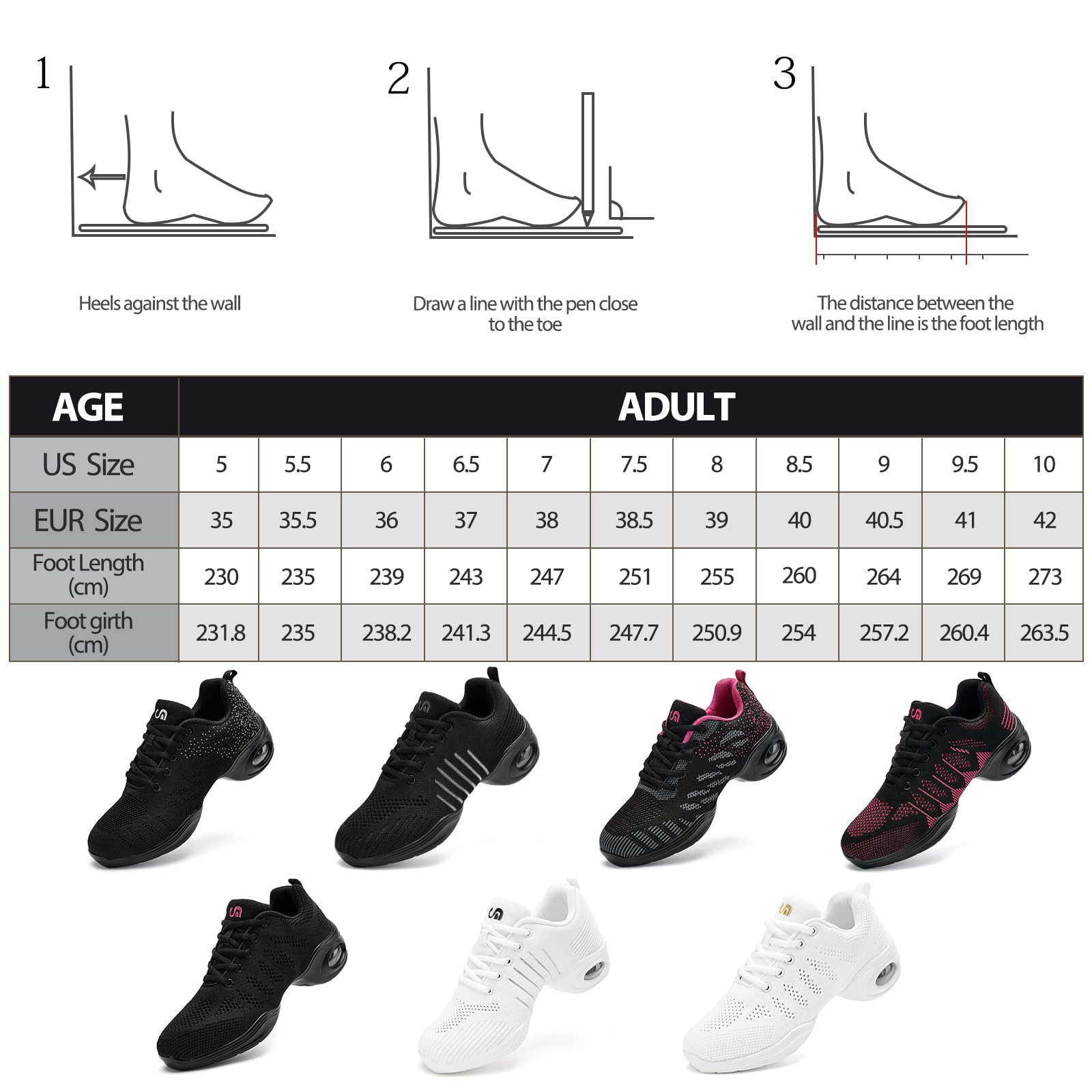 Akk Dance Sneakers for Women Modern Dance Shoes Jazz Shoes Women Dancing Shoes Lace Up Cushion Breathable Ladies Split Sole Dance Sneakers Platform Shoe Spot Black, 10