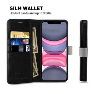 MONASAY Wallet Case Compatible for iPhone 11, 6.1-inch, [Glass Screen Protector Included] [RFID Blocking] Flip Folio Leather Cell Phone Cover with Credit Card Holder, Dreamlikes