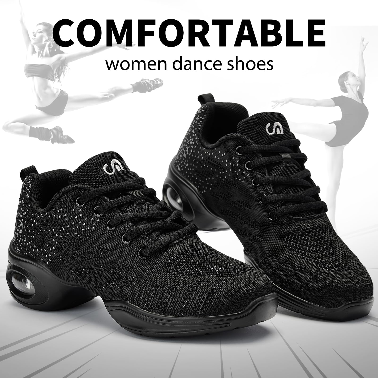 Akk Dance Shoes for Women Jazz Shoes Women Dance Sneakers Breathable Air Cushion Split Sole Athletic Walking Dance Shoes Platform Shoe