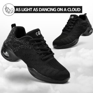 Akk Dance Shoes for Women Jazz Shoes Women Dance Sneakers Breathable Air Cushion Split Sole Athletic Walking Dance Shoes Platform Shoe
