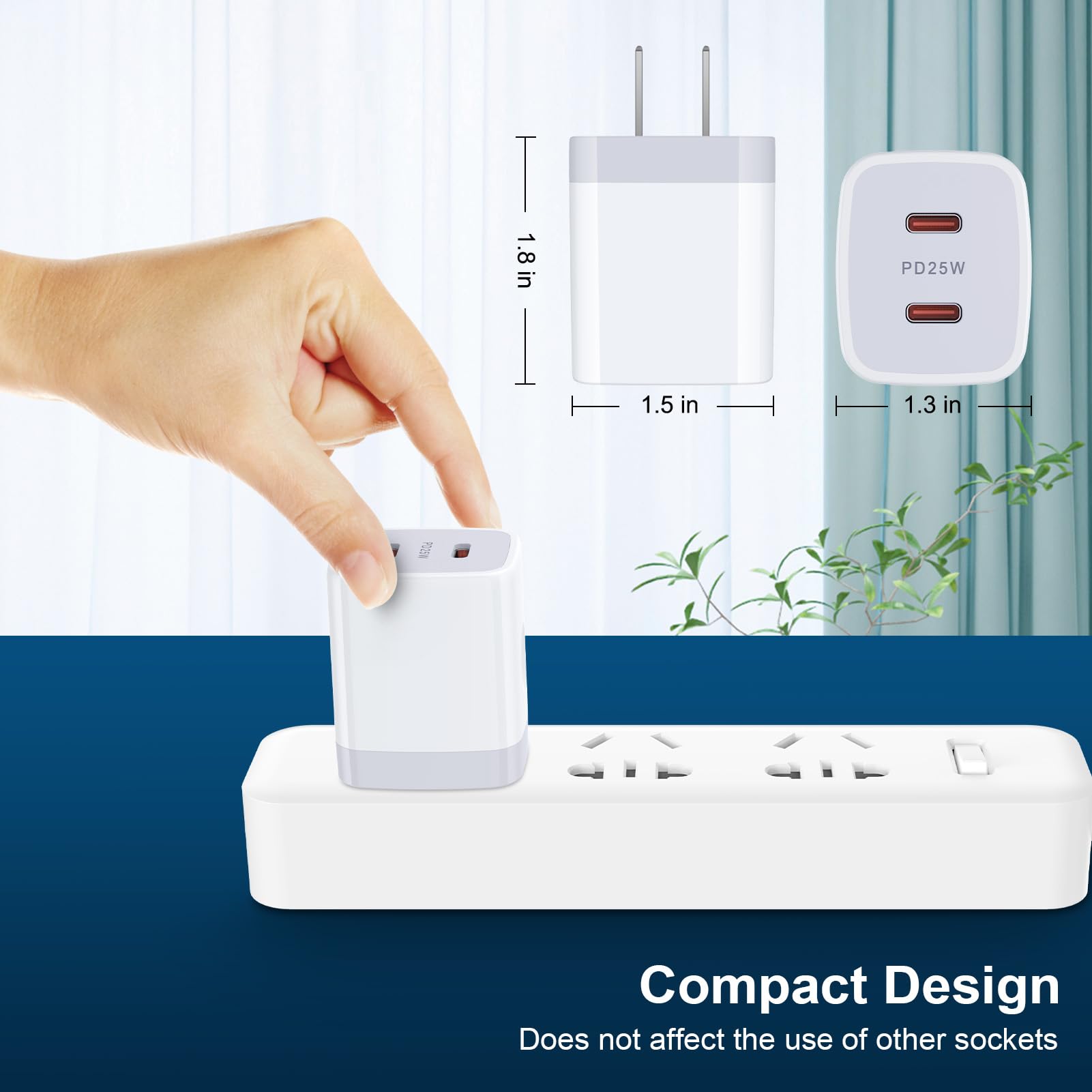 25W USB C Fast Charger Block, Type C Wall Charger Plug Dual PD Power Adapter C Charger Cube Box for Samsung Galaxy A15 S24 Ultra S23 FE A14 A54 A03s S22 S21 S20,iPhone 15 14 13 12 11 SE,Pixel 8 Pro 7a