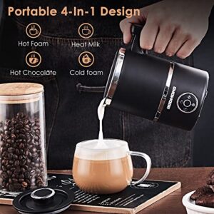 REDMOND Milk Frother, Electric Milk Frother for Coffee, 10.1oz/300ml Large Capacity, Hot/Cold Foam and Hot Chocolate Maker, 4-in-1 Functions, Milk Steamer for Latte, Cappuccino, Macchiato, Hot Milk