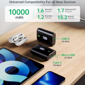 Coolreall Mini Portable Charger, Power Bank 10000mAh with LED Display, 3A USB C (in & Out) Power Bank Fast Charging, Phone Battery Pack Compatible with iPhone 14 13 12 Pro Samsung S22 Google LG etc