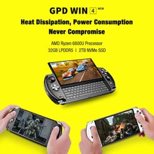 ANIXA GPD Win 4 Handheld Game Console with AMD Ryzen 6800U Processor, 6 Inches 2-in-1 Mini Handheld Win 11 PC Game Console, TouchScreen Laptop Tablet PC Support WiFi & Bluetooth