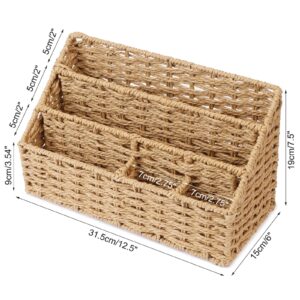 Oranwell Woven Mail Organizer for Desk Countertop, Mail Holder Sorter Storage Basket for Desktop Counter, Mail Bill File Envelope Letter Holder Organizer Sorter Basket for Desk Desktop Countertop