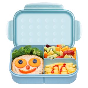 Itopor® Lunch Box,Ideal Leak-Proof Bento Box for Kids & Adults,Natural Wheat Fiber Material,Mom's Eco-Friendly Choice,Kids Lunch Box No BPA & Dyes,Healthy Food-Safe Lunch Container for Family(Blue)