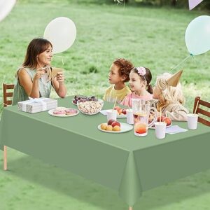 3Pack Sage Green Plastic Tablecloths for Rectangle Tables, Light Green Disposable Tablecloth, Waterproof Sage Green Table Cover for Birthday Bridal Wedding Baby Shower Party Decorations, 54 X 108Inch