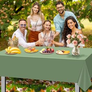 3Pack Sage Green Plastic Tablecloths for Rectangle Tables, Light Green Disposable Tablecloth, Waterproof Sage Green Table Cover for Birthday Bridal Wedding Baby Shower Party Decorations, 54 X 108Inch