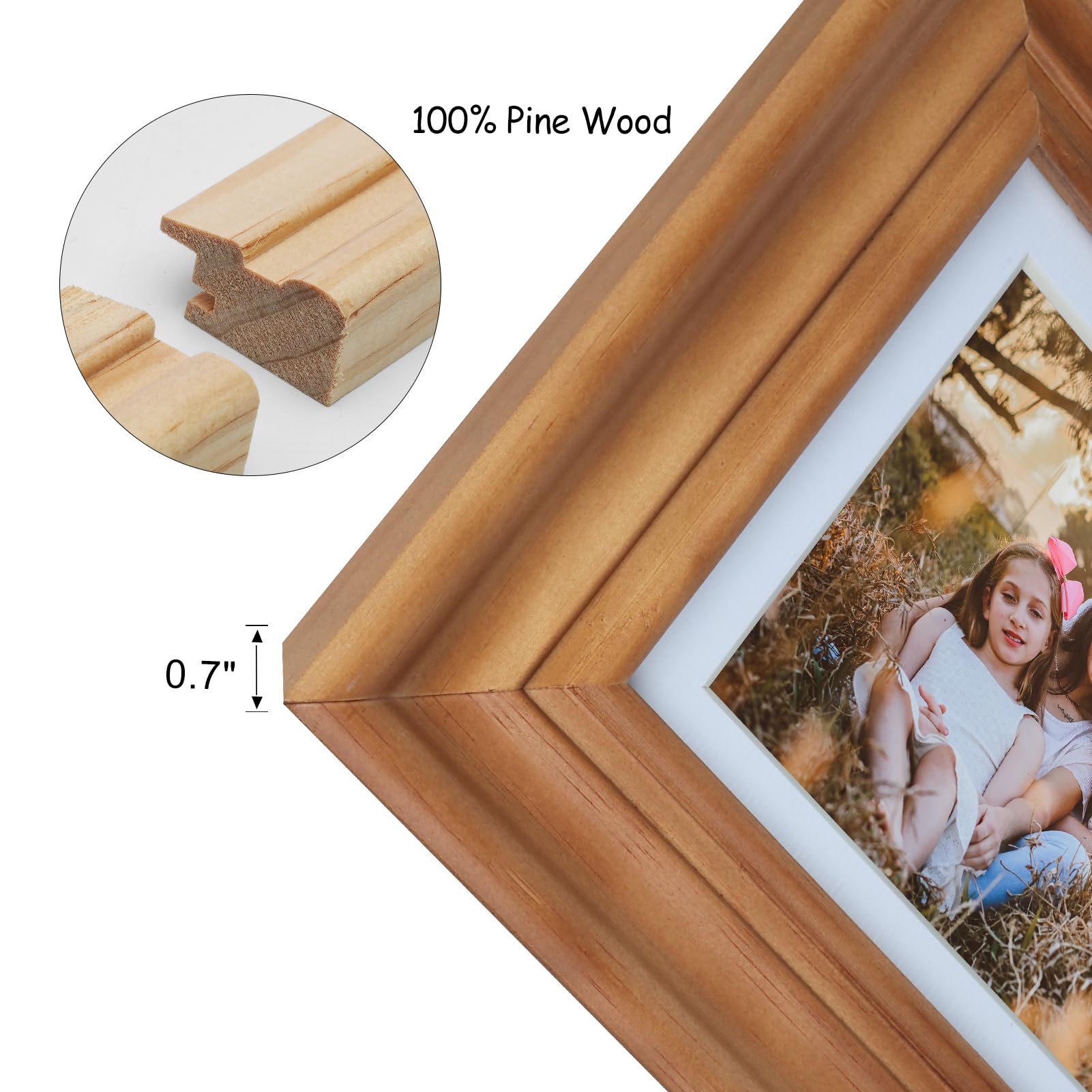 Tamolus 4x6 Double Hinged Picture Frame Folding Photo Frame Vertical and Horizontal in Distressed Farmhouse Wood Grain Pine Wood with Real Glass for Tabletop X5-MU-SH46