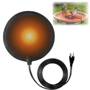 foudour bird bath deicer 60w thermostatically controlled bird bath heaters warmer pond de-icer for winter outdoor garden patio yard and lawn with 5.9ft cord (1pcs-black)