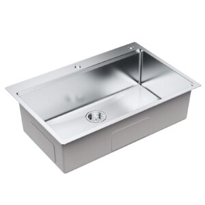 VEVOR Kitchen Sink, 304 Stainless Steel Drop-In Sinks, Top Mount Single Bowl Basin with Ledge and Accessories, Household Dishwasher Sinks for Workstation, RV, Prep Kitchen, and Bar Sink, 33 inch