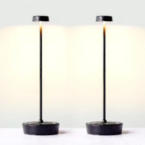 barryca rechargeable cordless table lamp, small portable led battery operated light, ip54 outdoor waterproof, for home restaurant dinning bar patio kitchen party (2pack black)